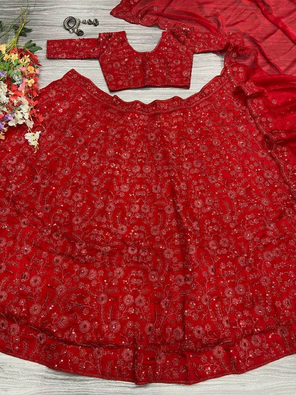 Vichitra Silk Sequins Lehenga With Cancan - MYLUXURY LANE ENTERPRISE